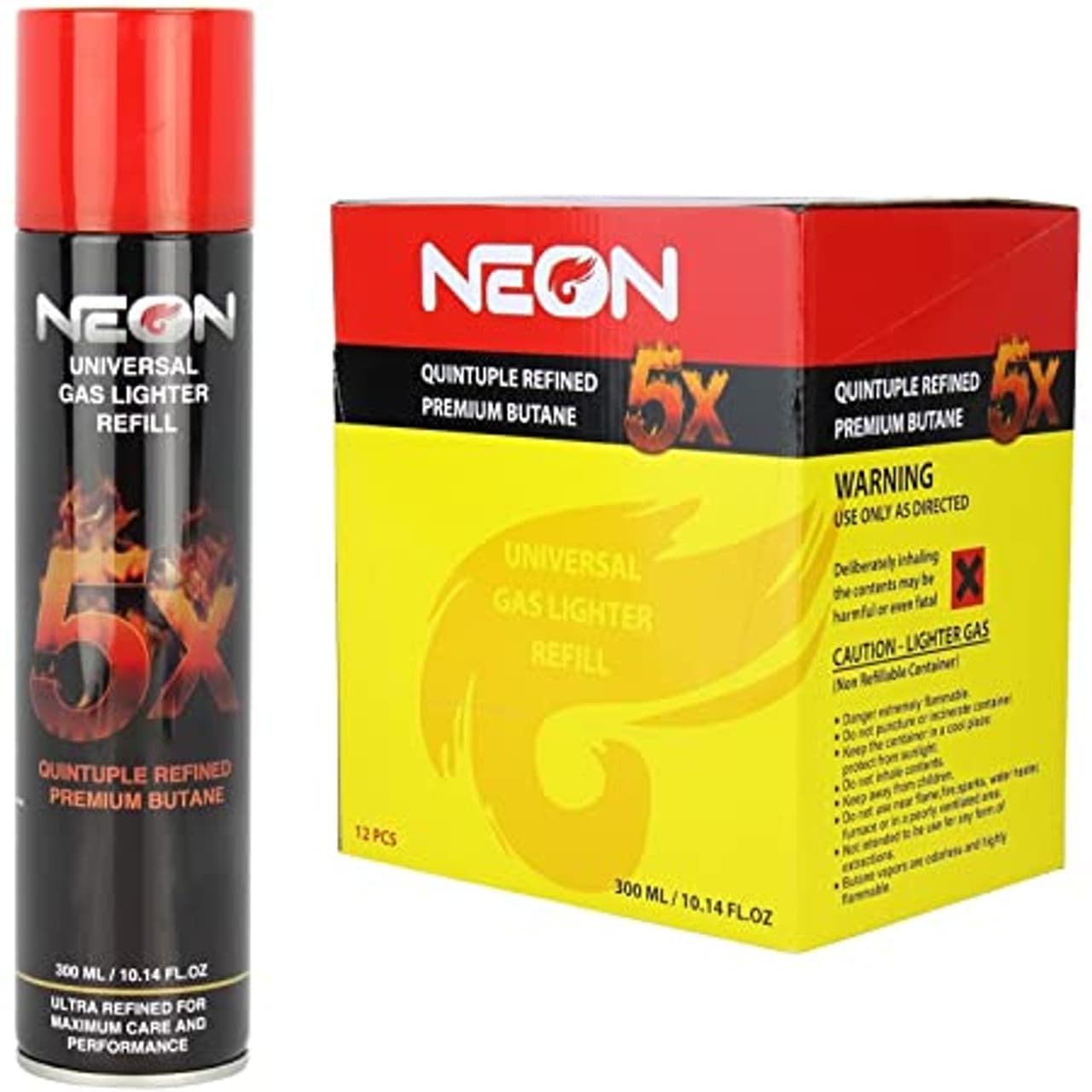 Neon 5X premium butane 300 ml twelve-count box and can